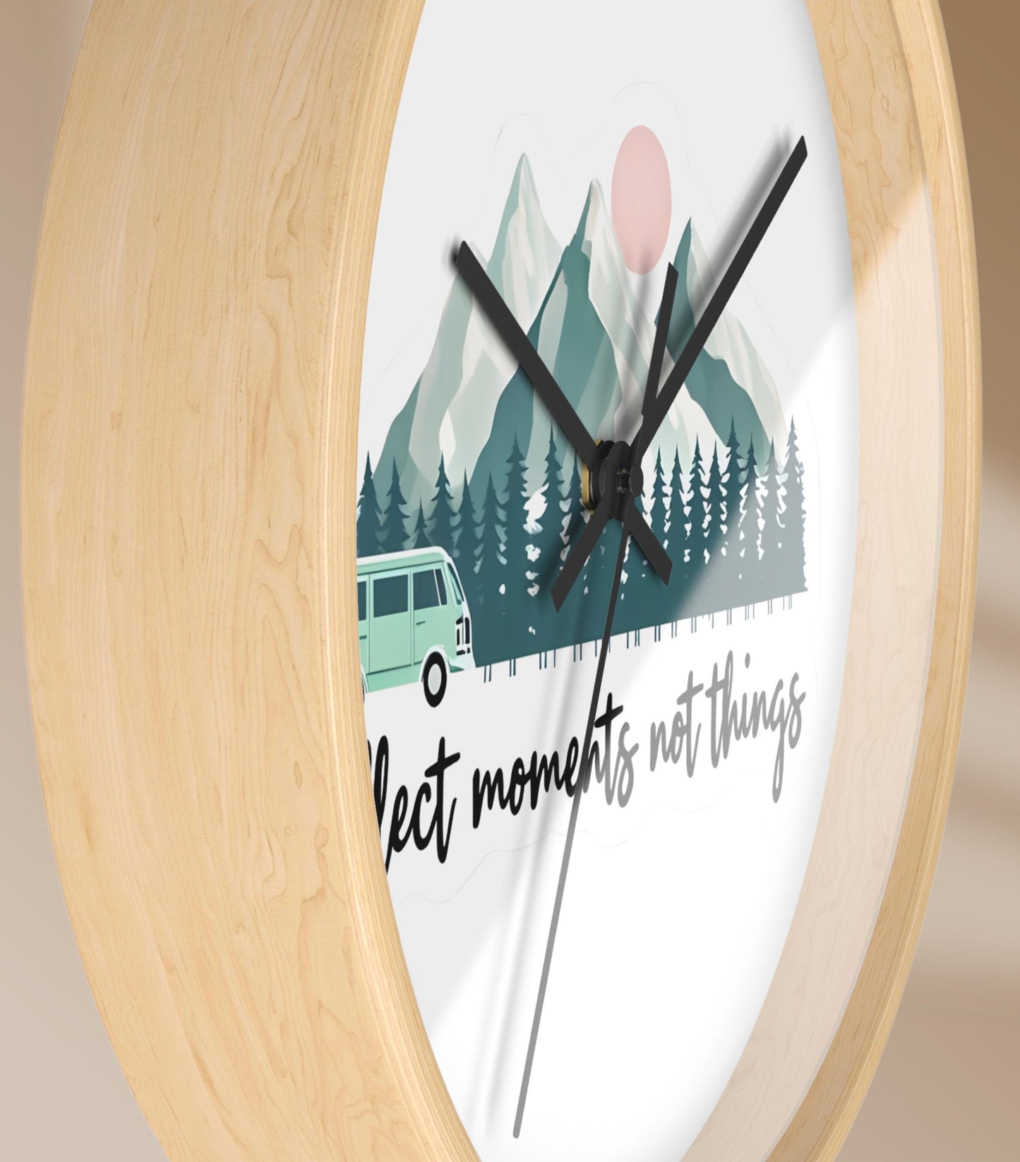 Mindful Personalized Wall Clock Gift for Family Wedding Gift for Couple Honeymoon Adventure Nature Lover Housewarming Rustic Wall Decor