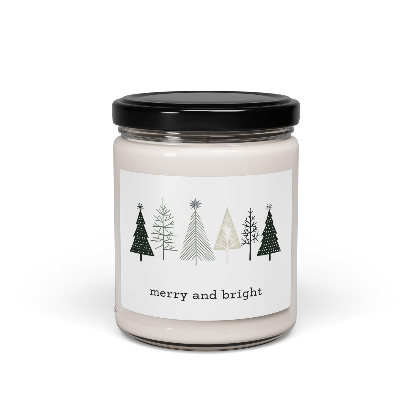 Merry and Bright Soy Candle Cozy Holiday Gift Christmas Candle Winter Decor Aromatherapy for Her Eco-Friendly Soy Wax Reusable Glass Vessel