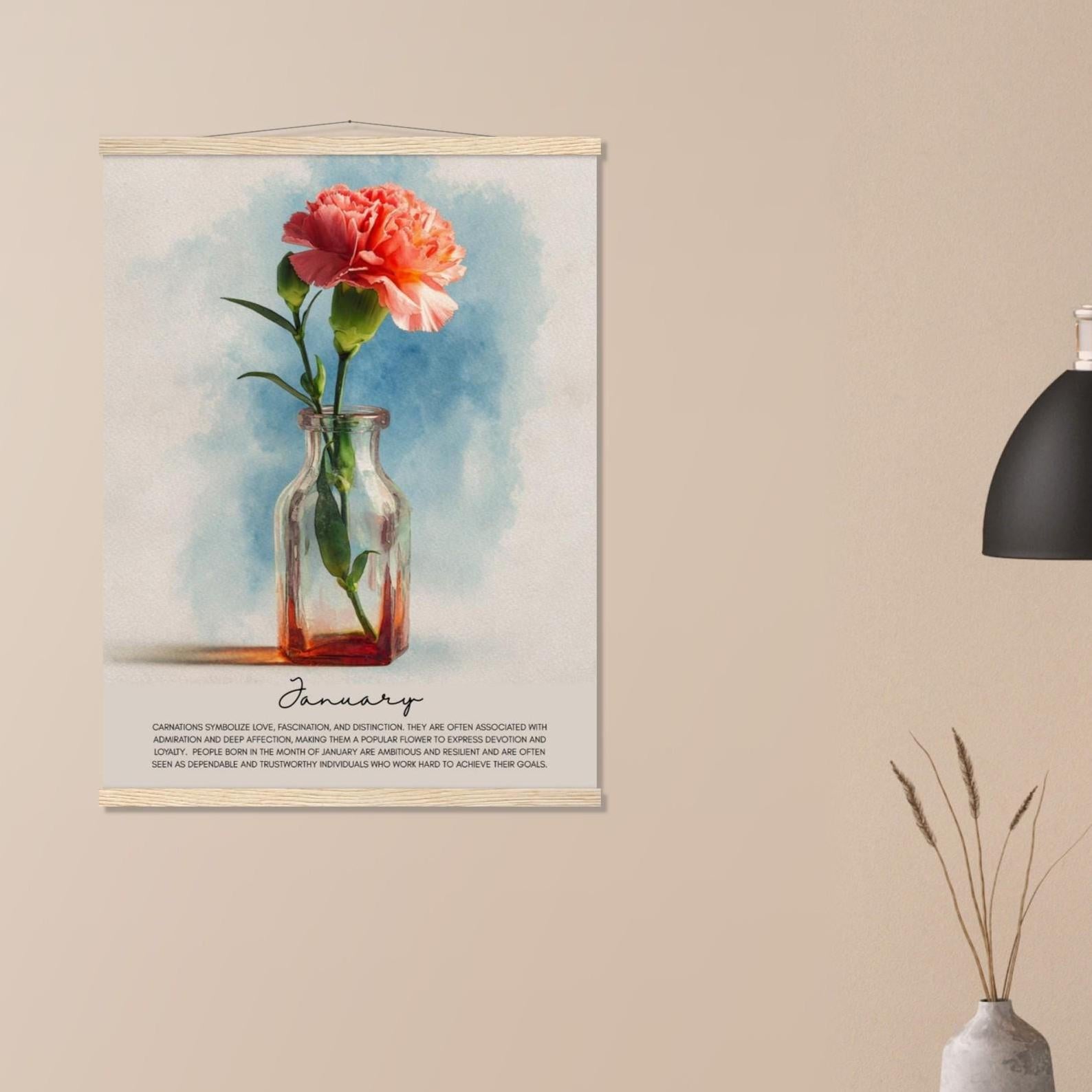 Birth Month Flower Poster Watercolor Flower Meaning Botanical Art Print Meaningful Decor