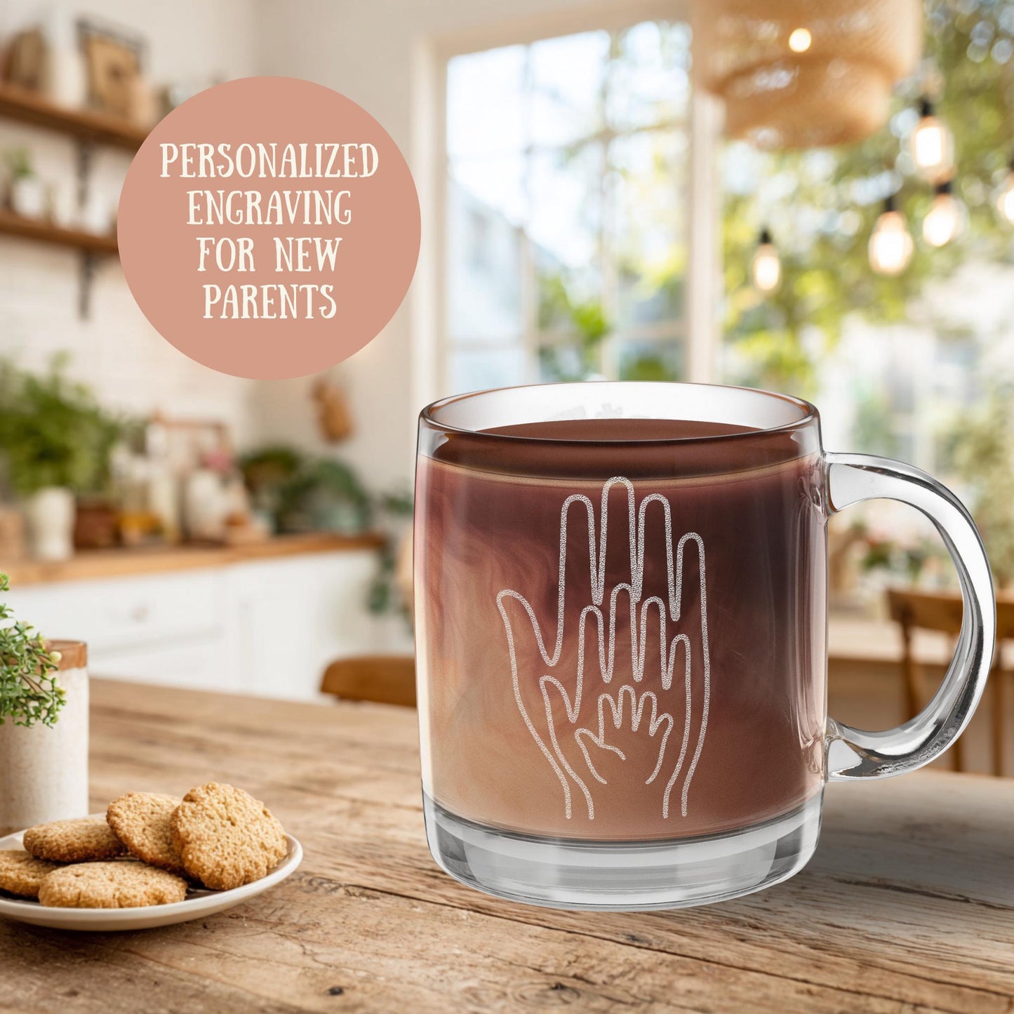 Personalized New Baby Glass Mug New Parents Christmas Gift Engraved Coffee Cup Holiday Keepsake Custom Christmas Mug Family Baby Shower Gift