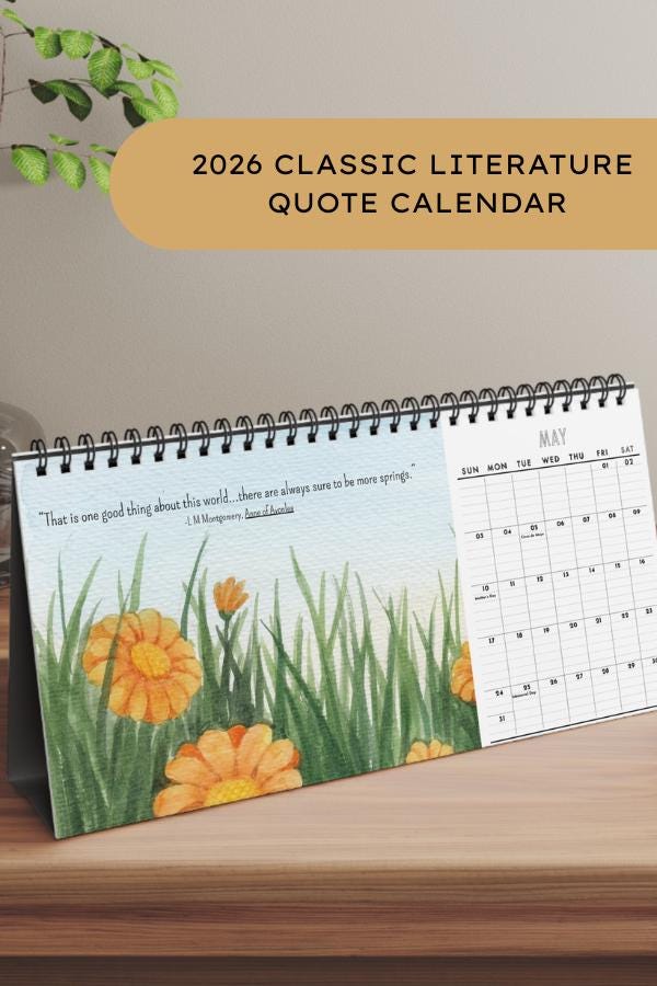 Literary Desktop Calendar 2026 Classic Literature Calendar Book Lover Gift Home Office Decor Unique Desk Accessory Monthly Planner