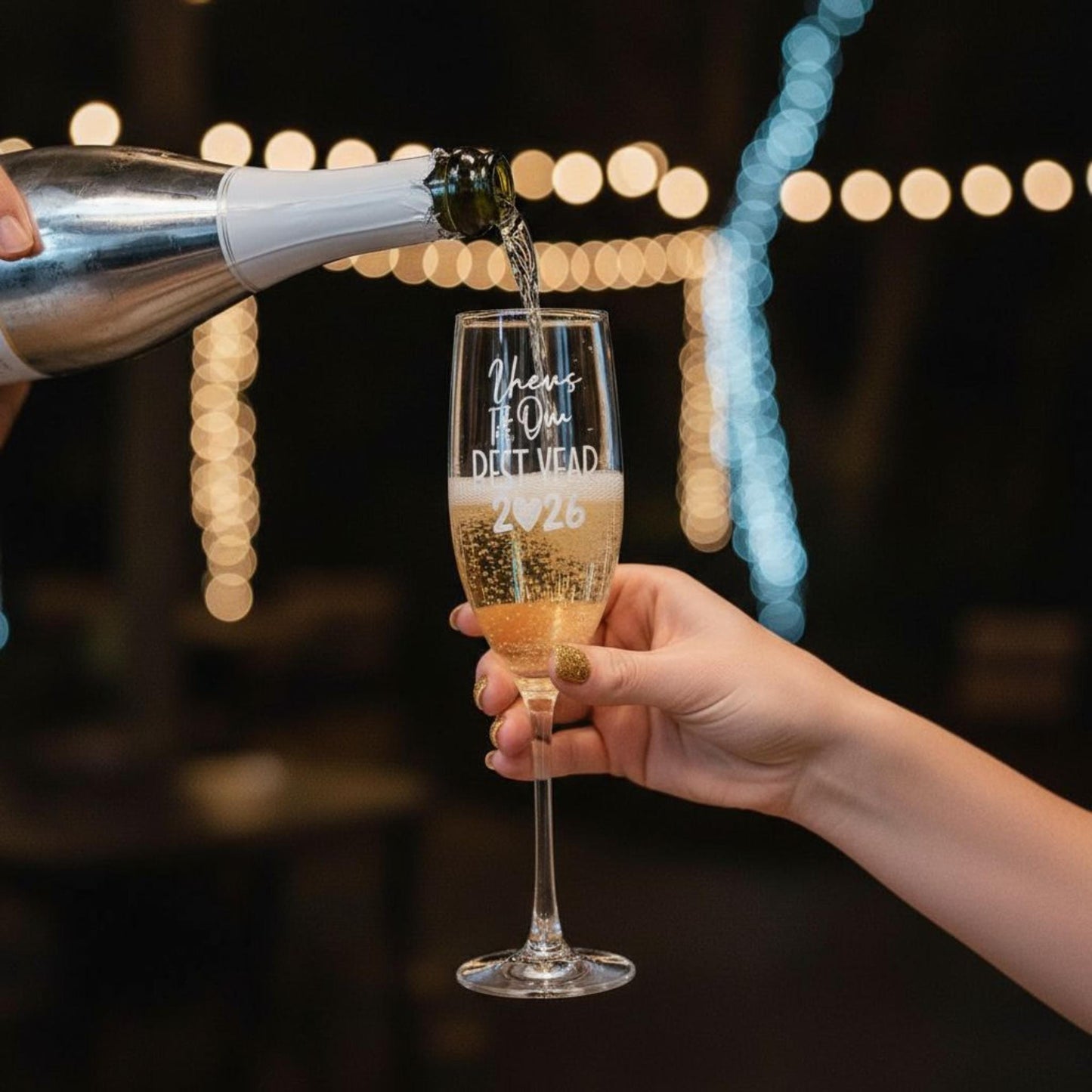 Engraved New Year Champagne Glass Cheers to Our Best Year 2026 Flute Celebration Gift Wedding Toast Bridal Shower Gift Party Favor Engaged