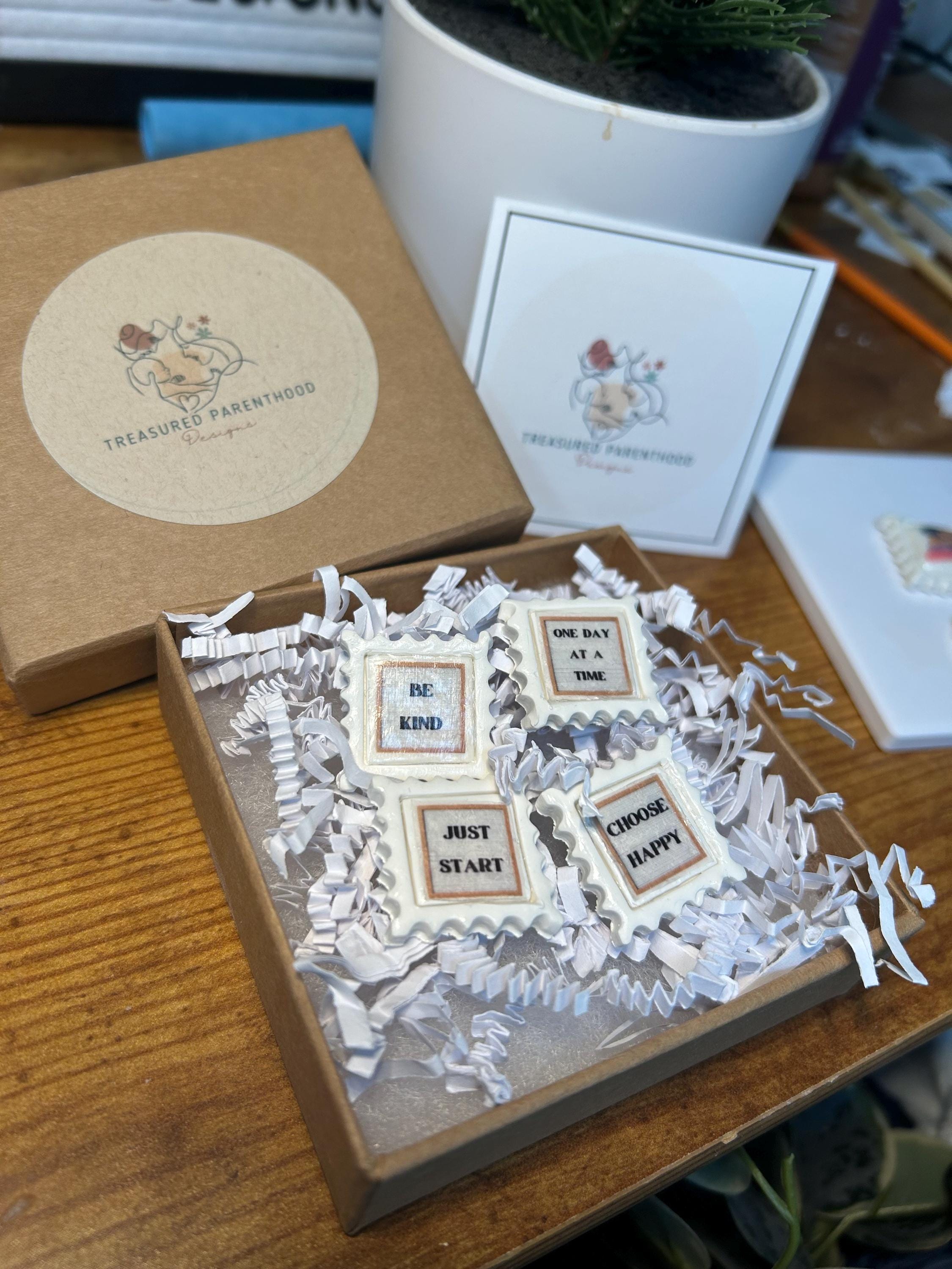 Custom Handmade Clay Postage Stamp Magnet Motivational Quote Magnet for Letterboard Inspirational Fridge Decor Unique Clay Art Gift