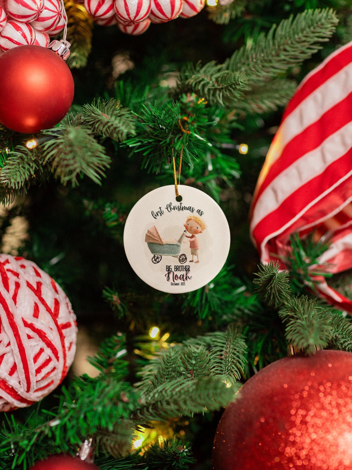 Personalized Big Sibling Ornament New Baby Gift for Family Newborn Christmas Ornament Celebration Holiday Decor Custom Ornament Keepsake