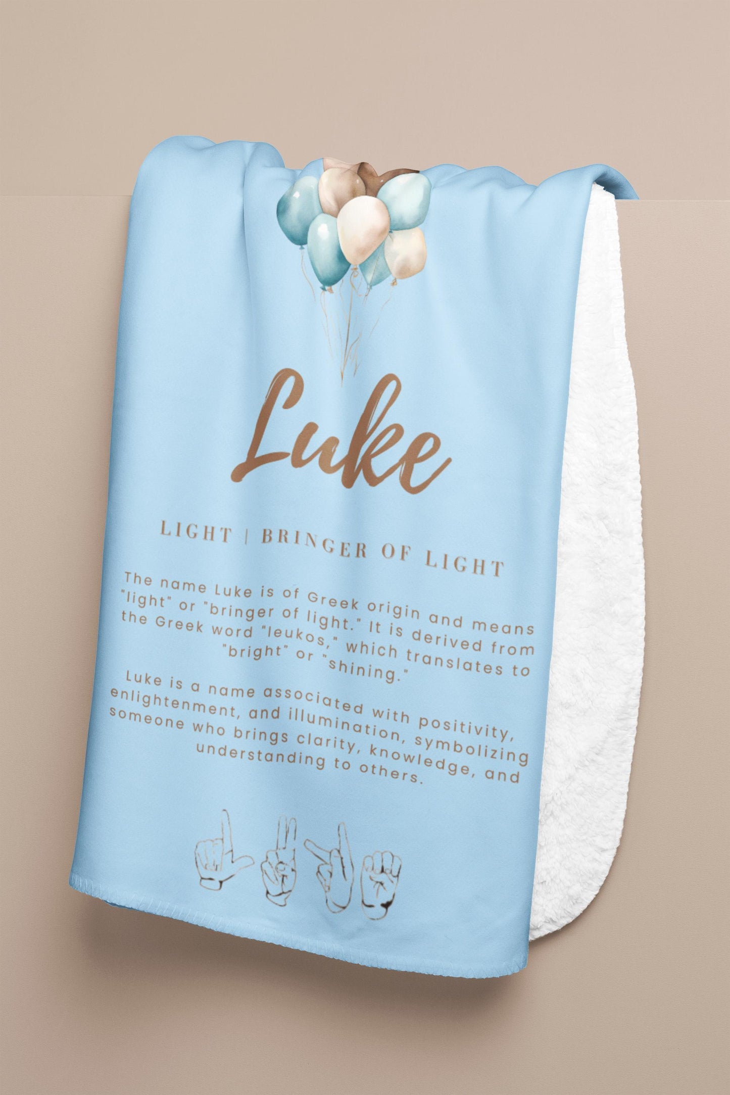 Personalized Baby Blanket Custom Name Meaning Swaddle Sign Language Nursery Decor New Parent Gift Baby Shower Gift Newborn Nursery Decor