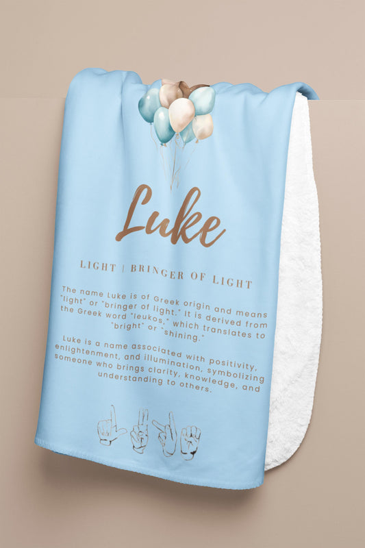 Personalized Baby Blanket Custom Name Meaning Swaddle Sign Language Nursery Decor New Parent Gift Baby Shower Gift Newborn Nursery Decor