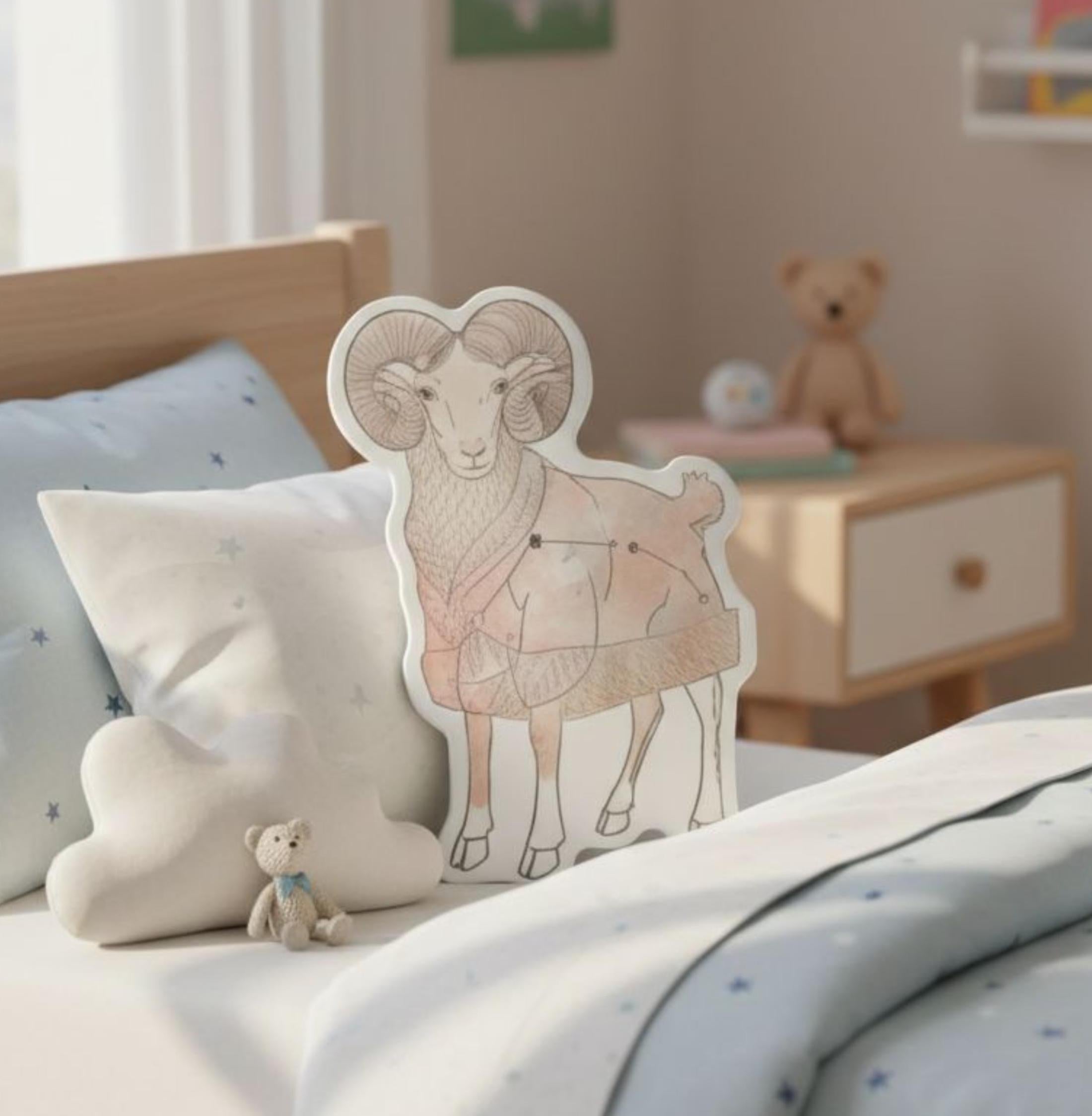 Custom Aries Ram Pillow Constellation Home Decor Pillow for Kids Gift for New Parents Birth Celebration Baby Shower Gift Birth Announcement