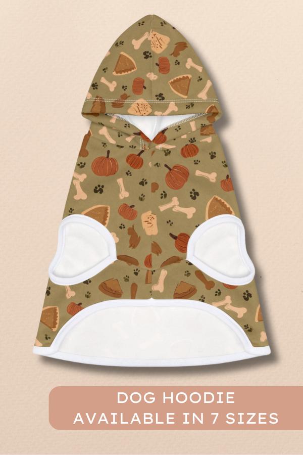 Vintage Thanksgiving Dog Jacket Fall Dog Hoodie Autumn Patterned Dog Sweater Cozy Dog Coat Cute Puppy Jacket Holiday Pet Apparel Pet Hoodie