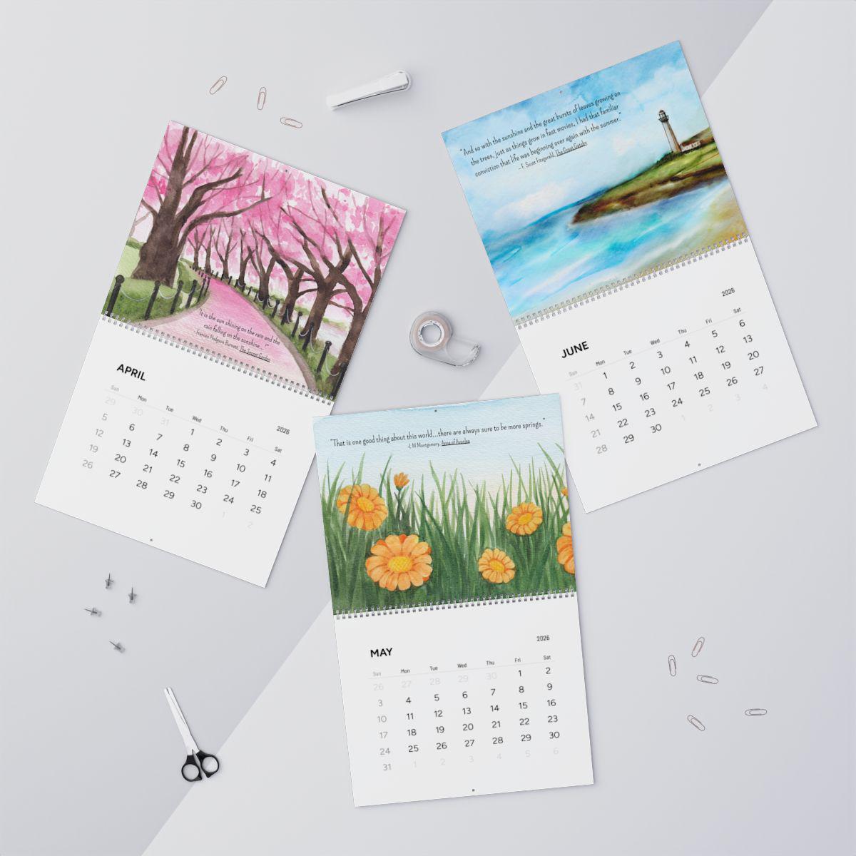Literary Wall Calendar 2026 Classic Literature Calendar Book Lover Gift Home Office Decor Unique Accessory Monthly Planner Librarian Gift