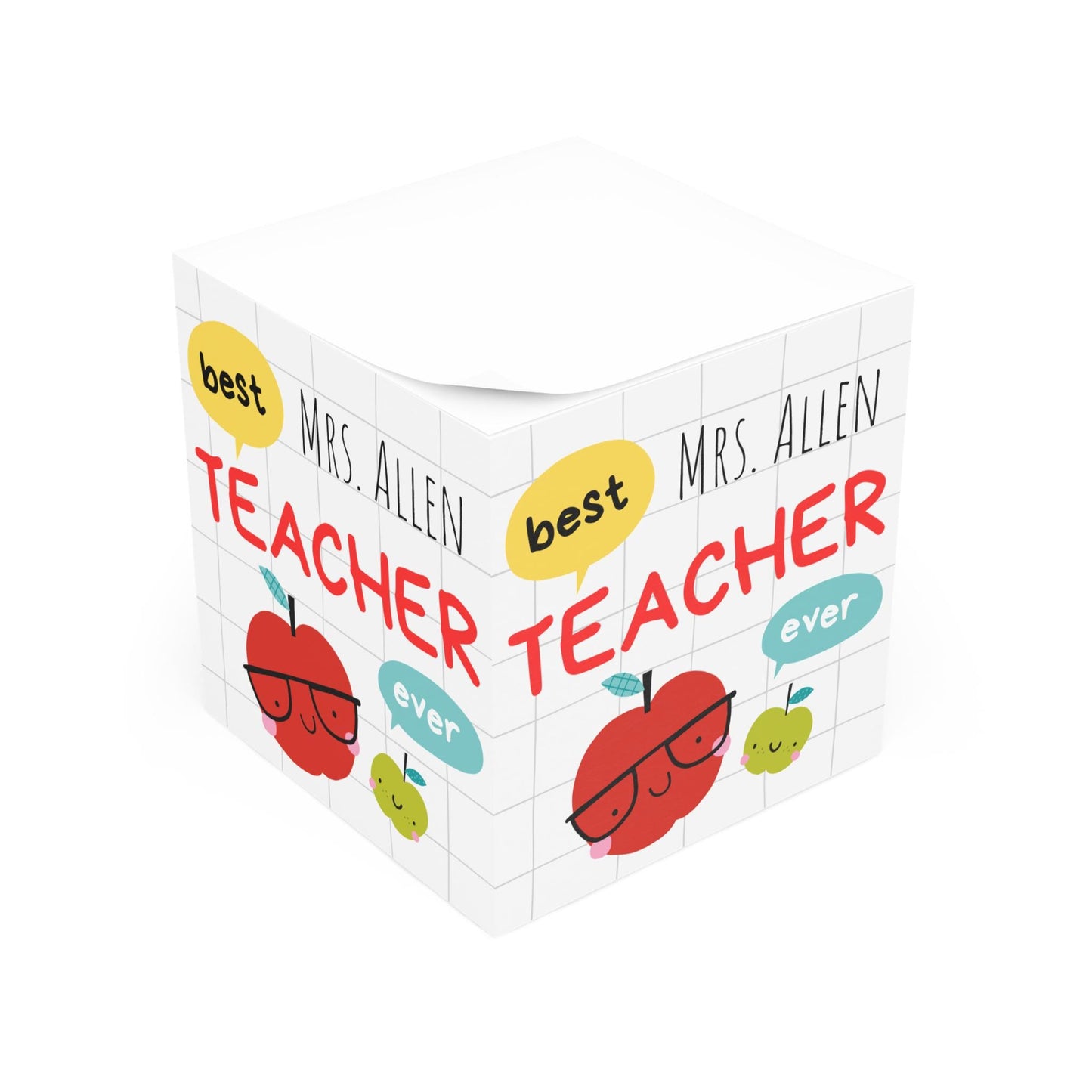 Note Cube Best Teacher Ever Sticky Note Cube Teacher Gift Christmas Teacher Appreciation Office Supplies Desk Accessories, School