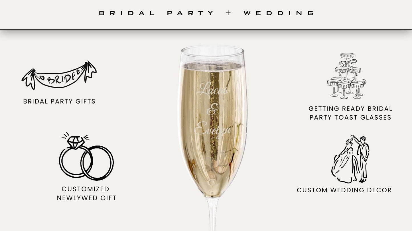 Engraved New Year Personalized Wedding Champagne Glass Cheers to Our Best Year 2026 Flute Celebration Gift Wedding Toasts Bridal Shower Gift