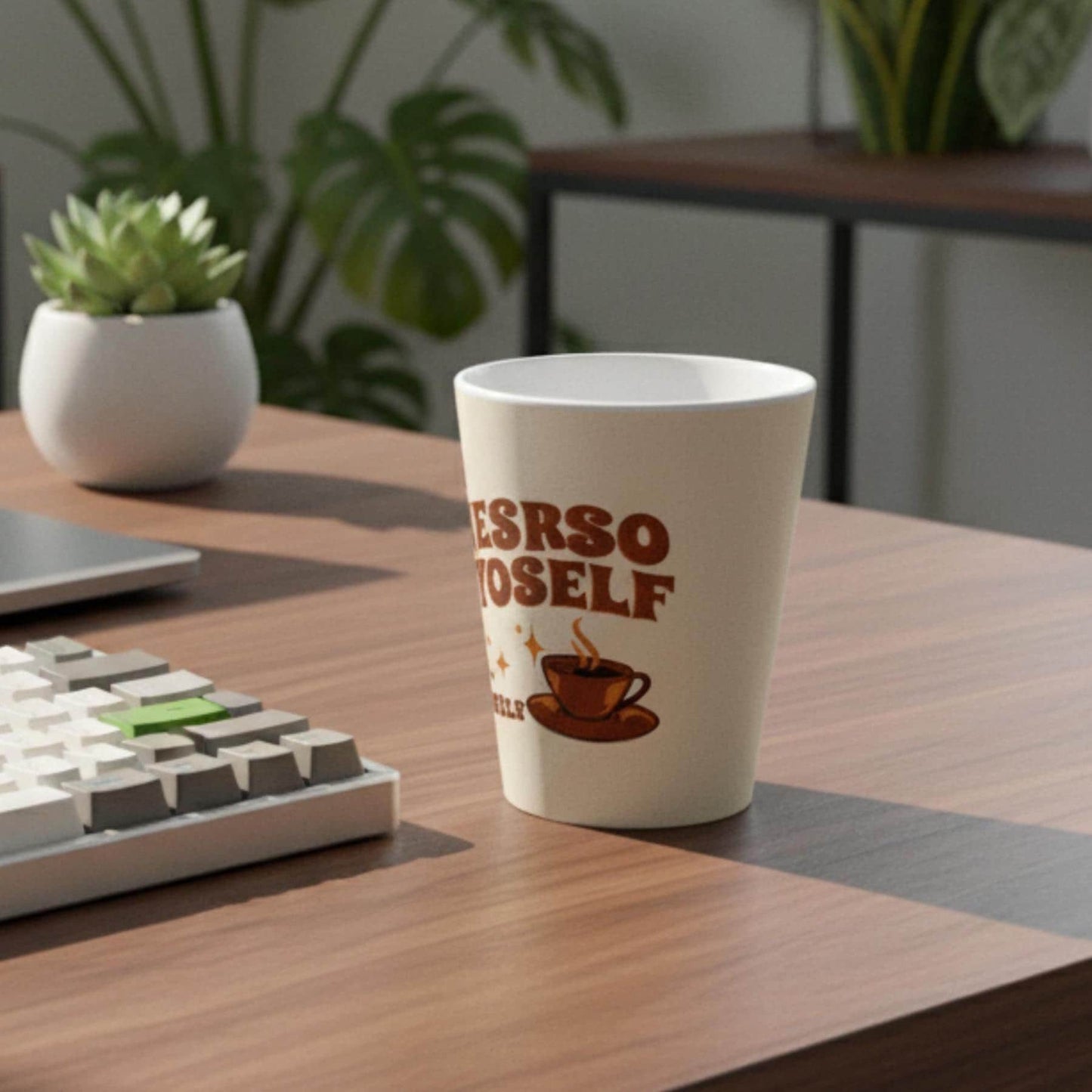 Retro Latte Mug Espresso Yourself Coffee Cup Brown Cream Design Coffee Lover Gift Funny Barista Cappuccino Mug Cafe Shop Kitchen Decor
