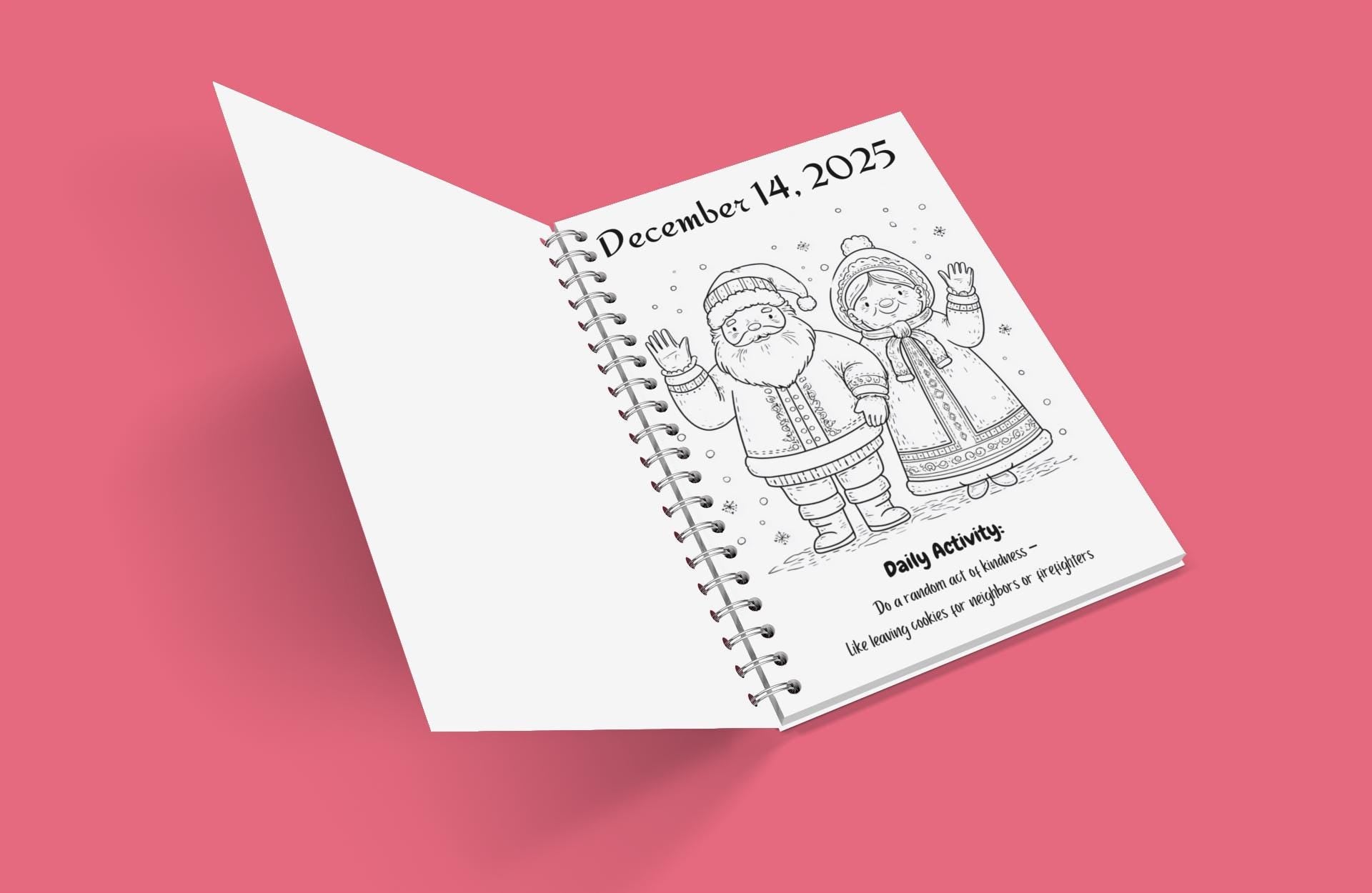 Advent Calendar Coloring Book for Kids Christmas Countdown Holiday Activity Festive Holiday Coloring Pages Family-Friendly Coloring Book