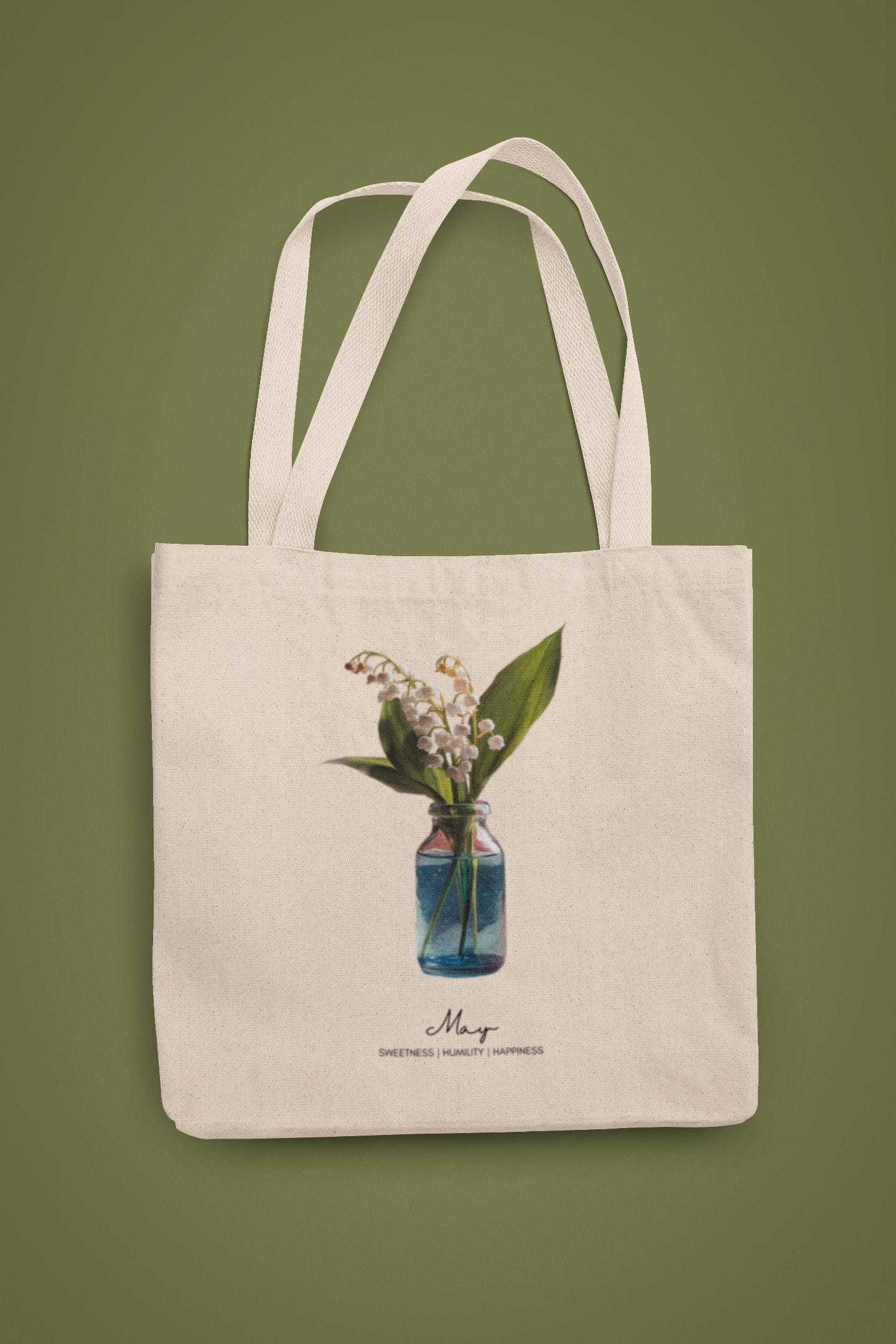 Birth Month Flower Watercolor Tote Eco-Friendly Bag Birth Flower Meaning