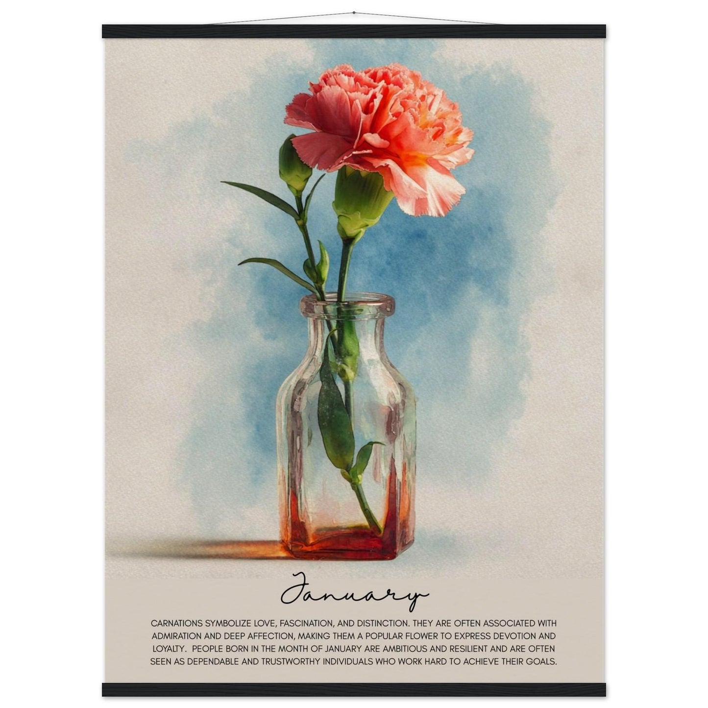 Birth Month Flower Poster Watercolor Flower Meaning Botanical Art Print Meaningful Decor
