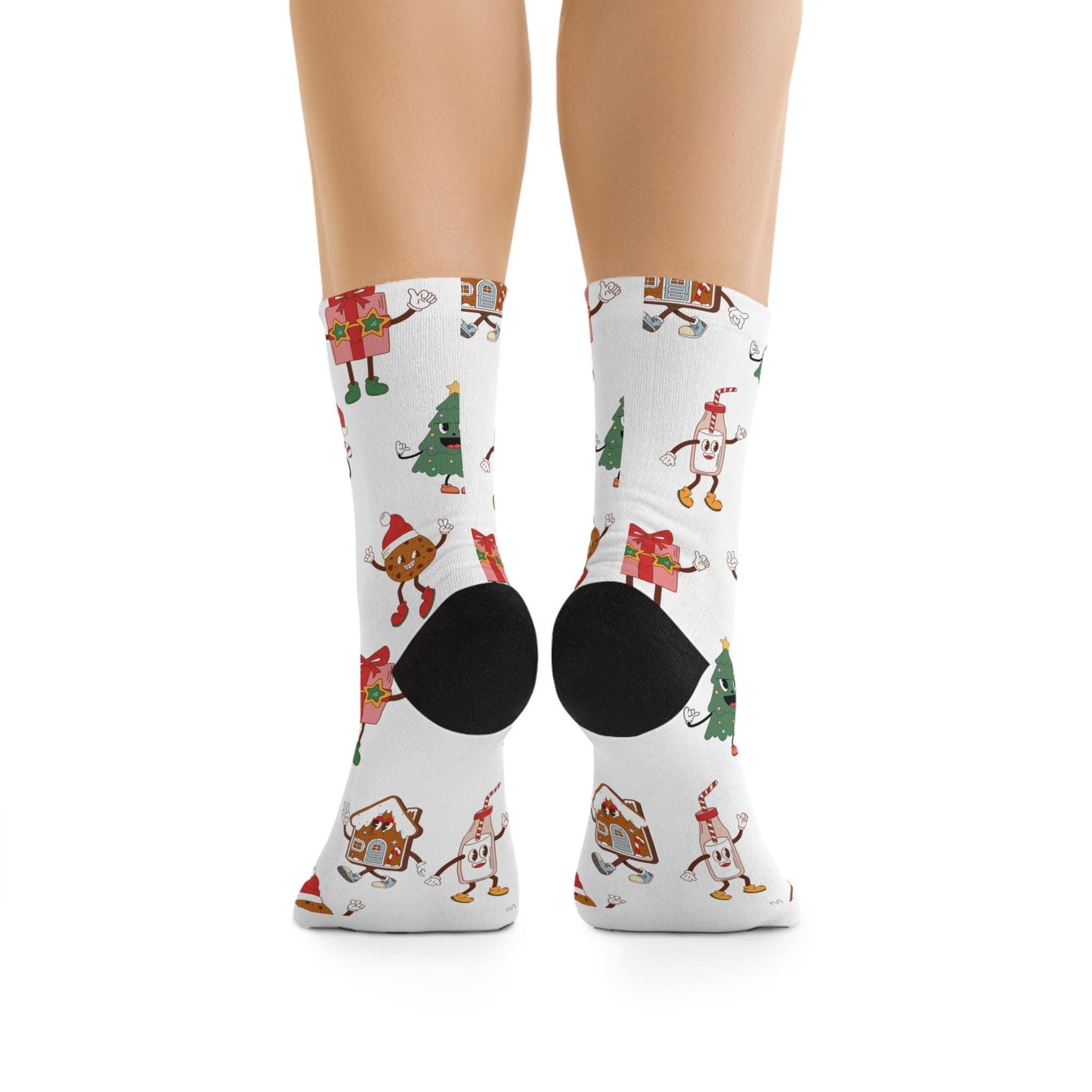 Socks, Christmas Character Stockings, Cozy Funny Gift, Stocking Stuffer Recycled Poly Socks, Holiday Winter Warm Feet, Eco-Friendly
