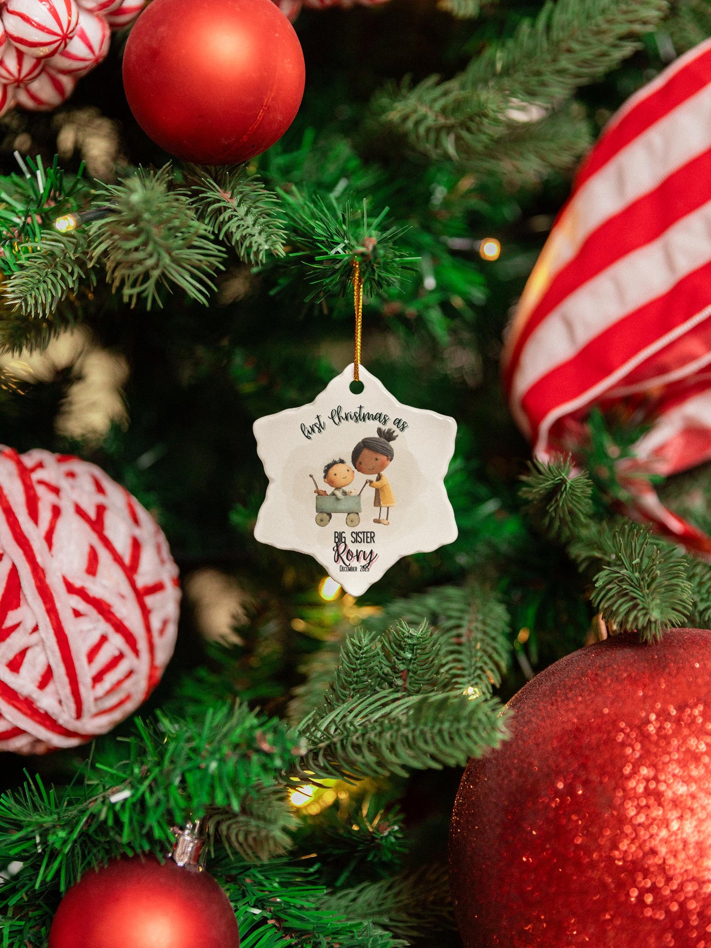 Personalized Big Sibling Ornament New Baby Gift for Family Newborn Christmas Ornament Celebration Holiday Decor Custom Ornament Keepsake