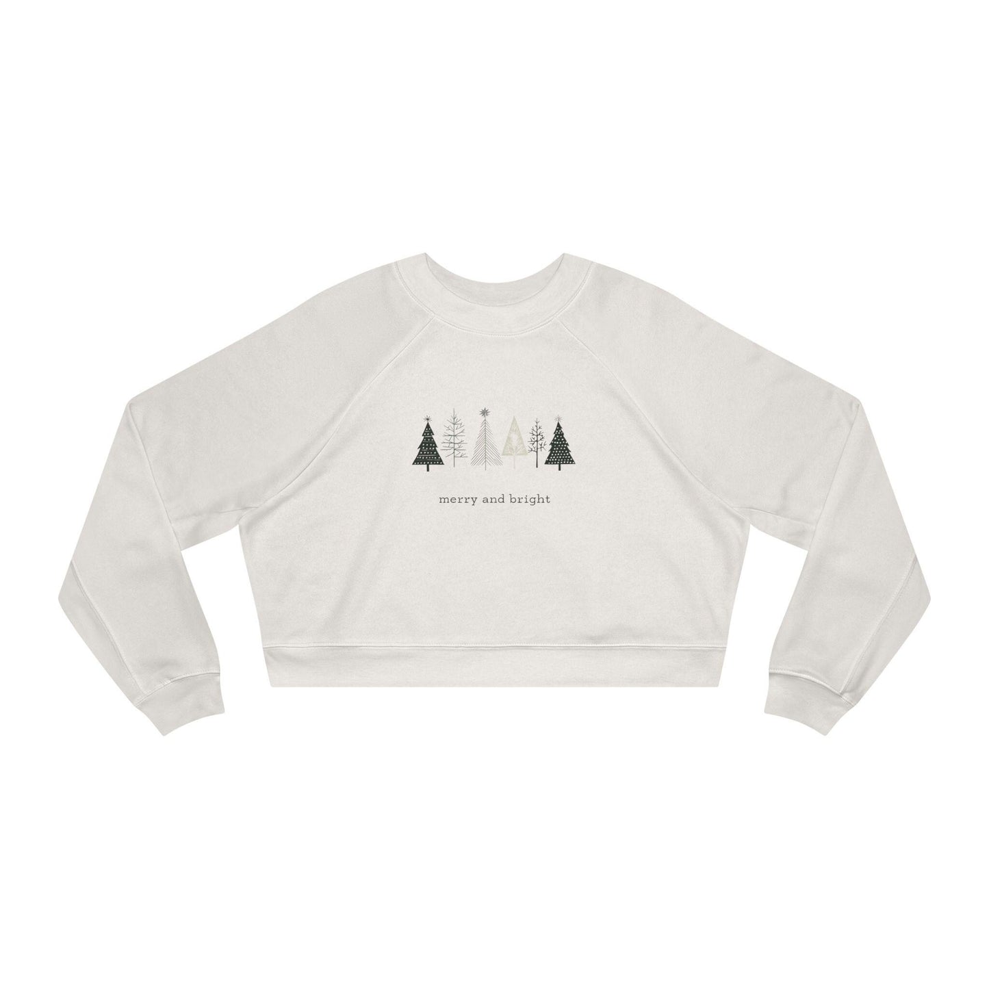 Merry and Bright Cropped Hoodie  Holiday Cheer Christmas Sweatshirt Festive Pullover Cozy Winter Jumper Xmas Gift for Her