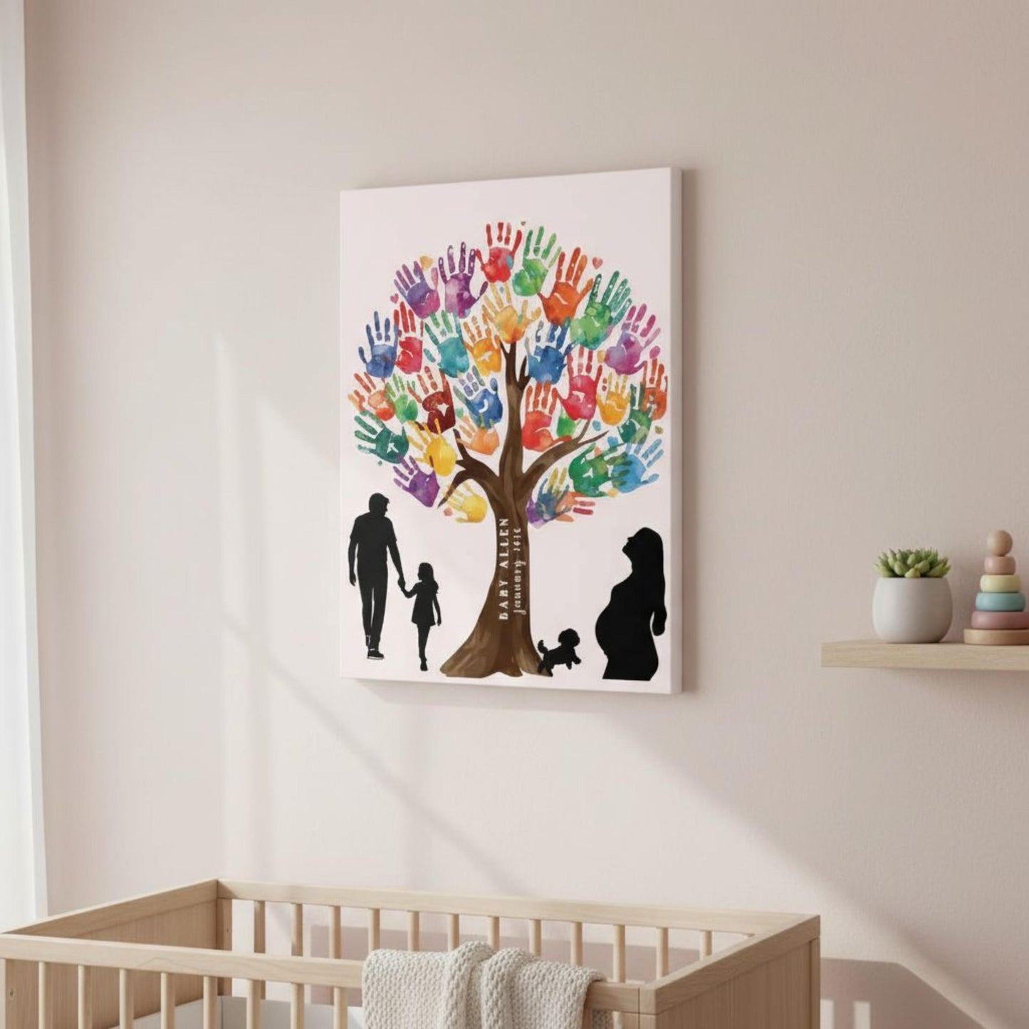 Custom Baby Shower Guestbook Canvas Handprint Tree Wall Art Personalized Nursery Gift Baby Announcement Keepsake Decor Nursery Wall Decor