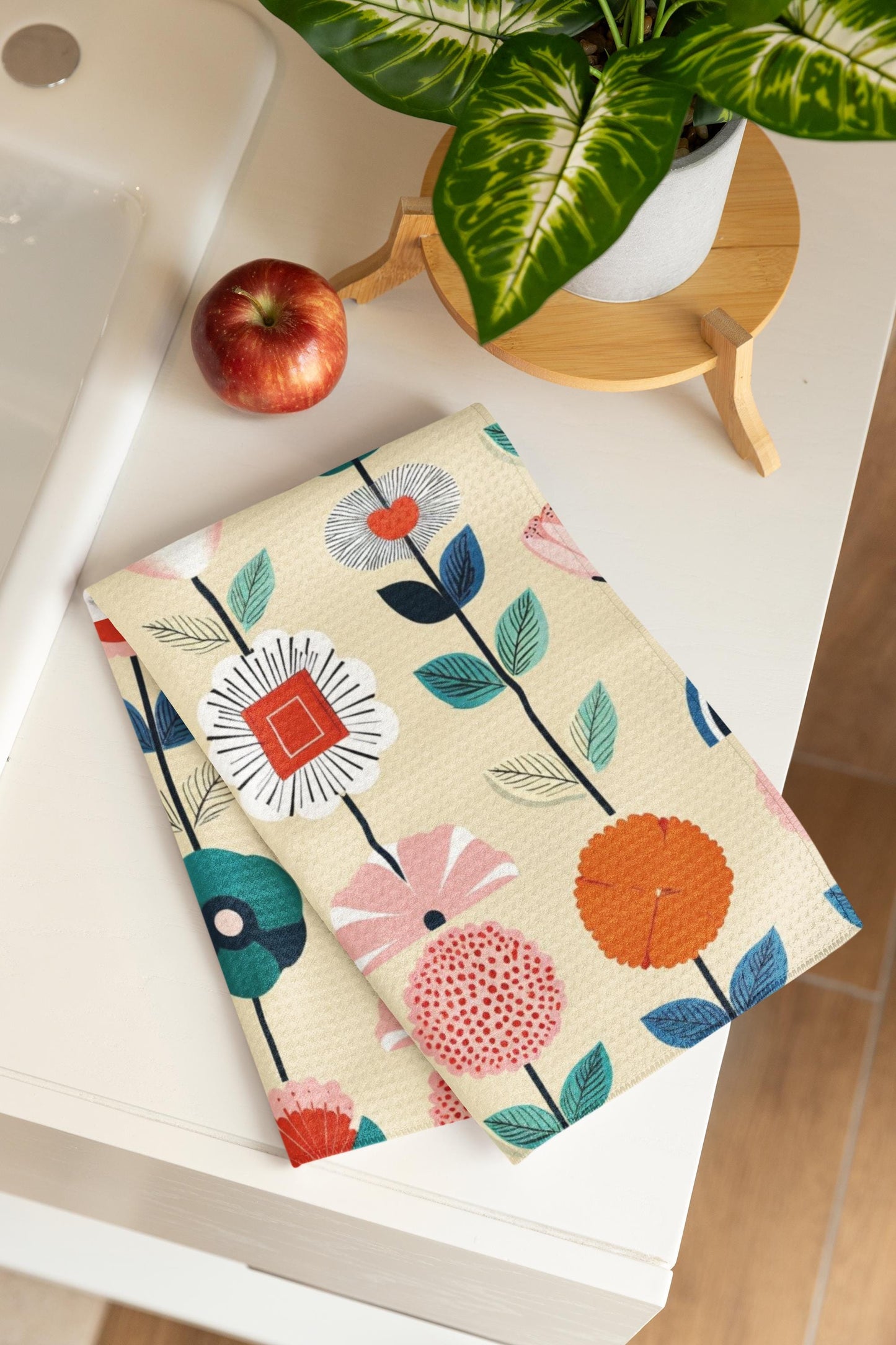 Floral Tea Towels Kitchen Hand Towels Botanical Dish Towels Set of 2 Decorative Towels Gift for Her